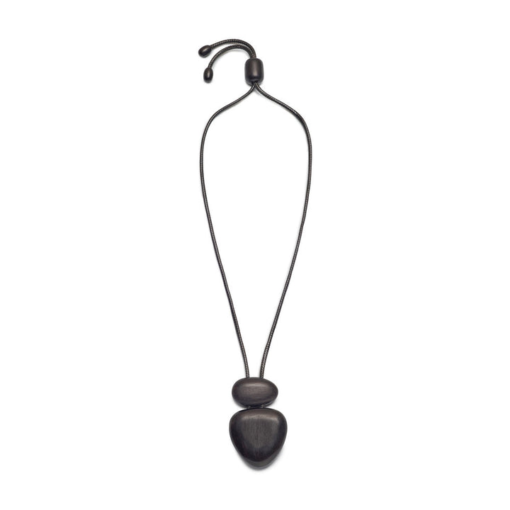 Elara BLK full wooden pendant necklace on white background