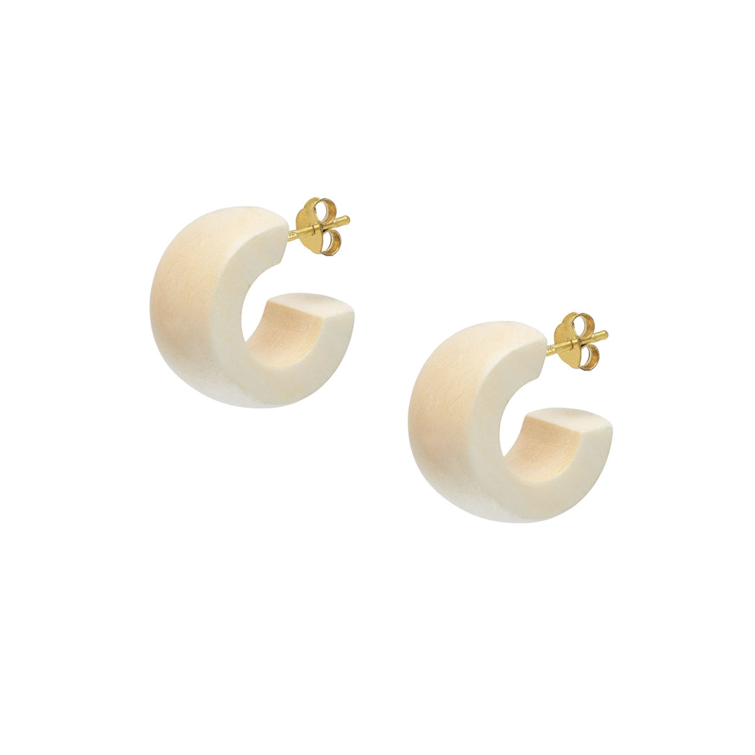 Branch Jewellery - white wood small rounded huggie hoop earring