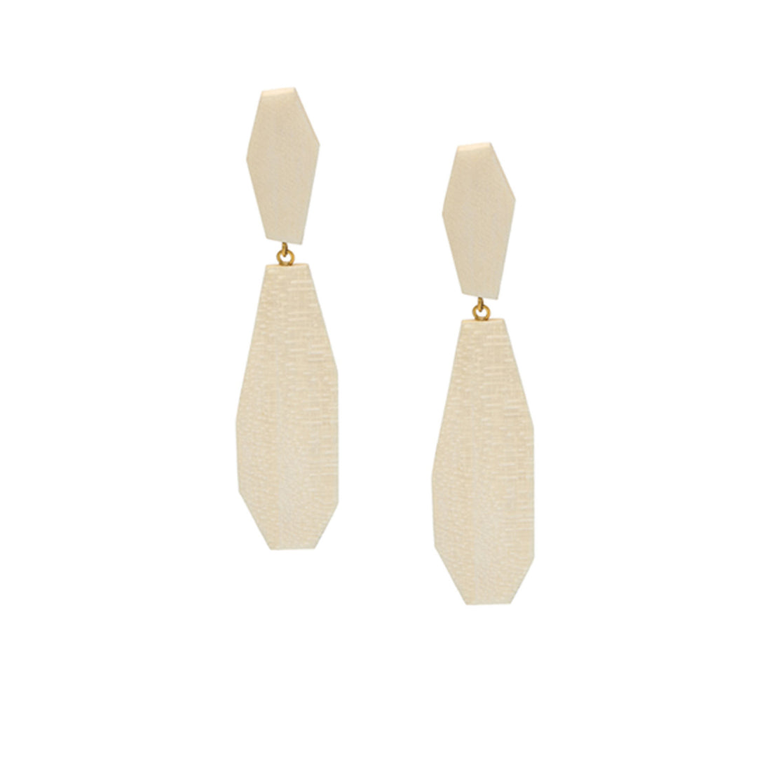 Branch Jewellery White wood and silver abstract shaped drop earring