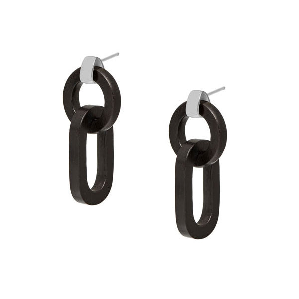 Branch Jewellery - Black and silver double link earring