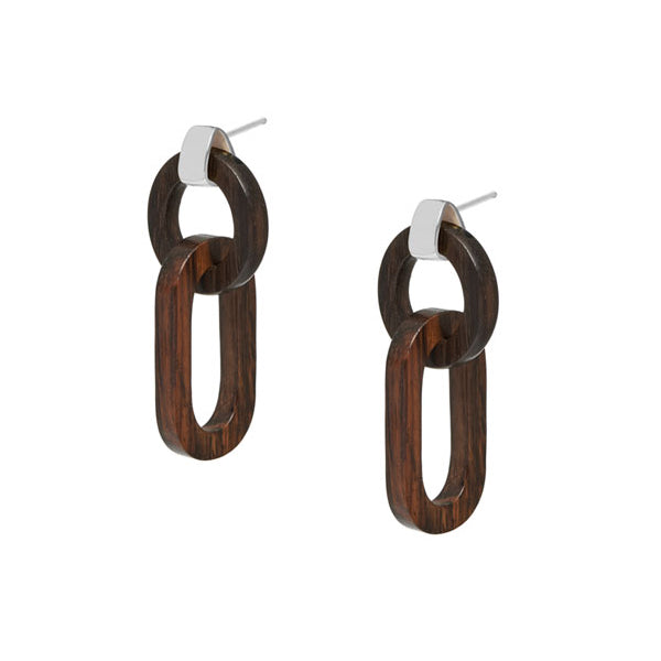Branch Jewellery - Rosewood and silver link earring