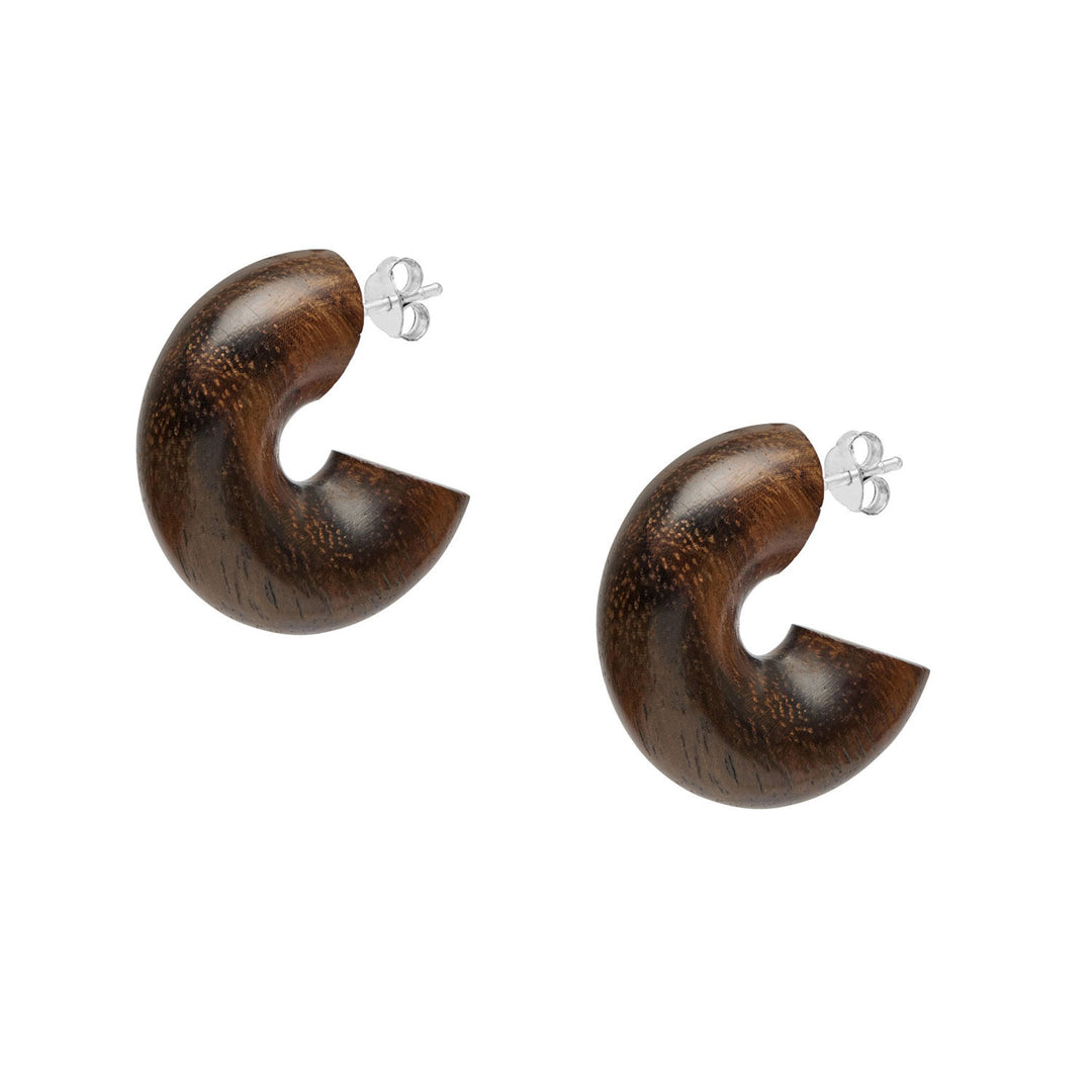 Branch Jewellery - Brown Wood chunky Hoop Earrings