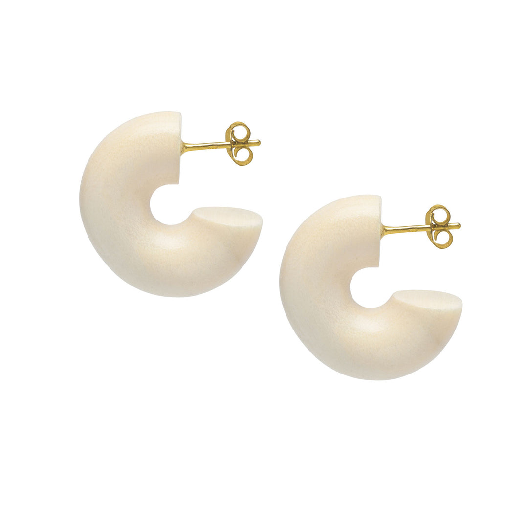 Branch Jewellery Chunky rounded white wood hoop earrings