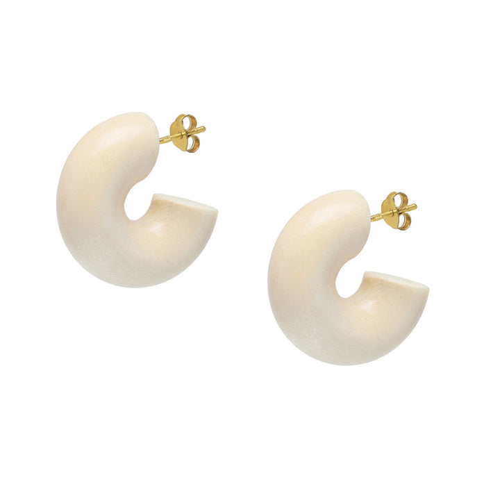 Branch Jewellery Chunky rounded white wood hoop earrings