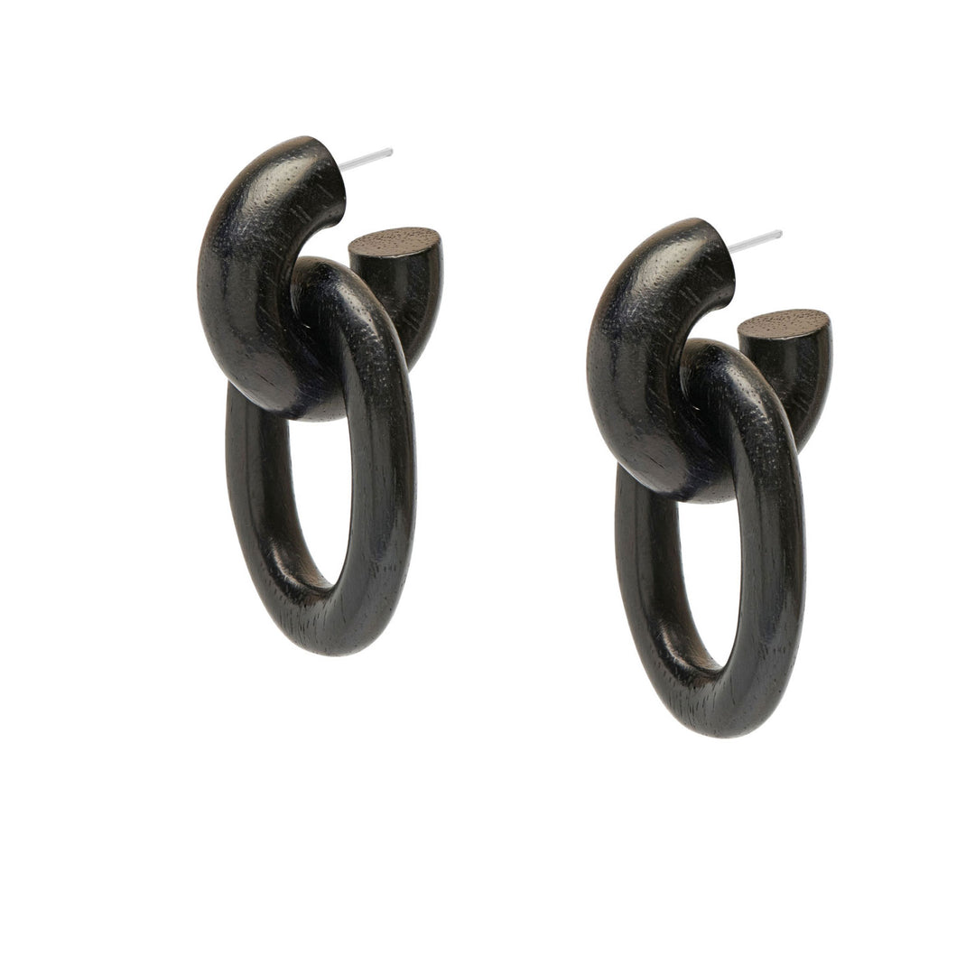 Chunky link earring – Black Wood