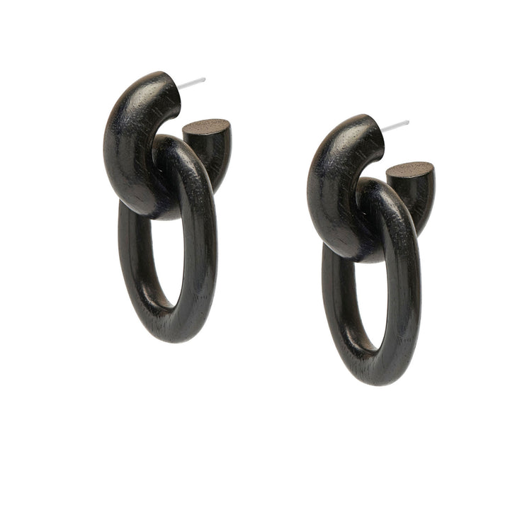 Chunky link earring – Black Wood