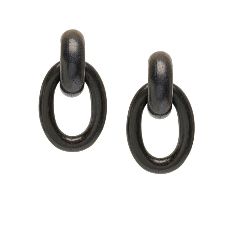 Chunky link earring – Black Wood