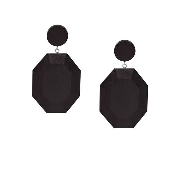 Branch Jewellery - Black wood hexagonal drop earring