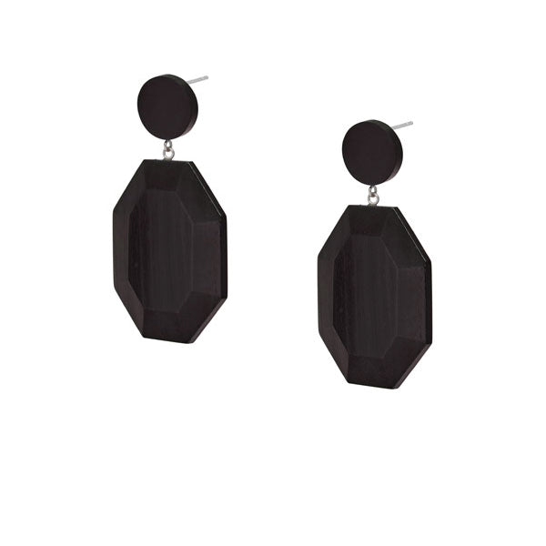 Branch Jewellery - Black wood hexagonal drop earring