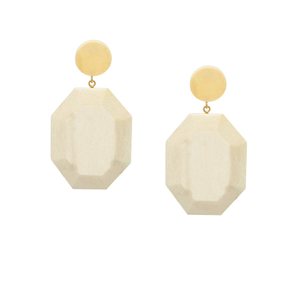 Branch Jewellery - White wood hexagonal drop earring