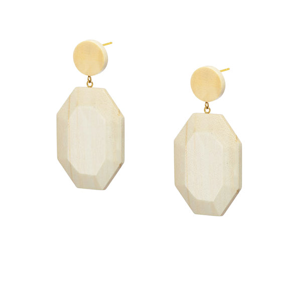 Branch Jewellery - White wood hexagonal drop earring