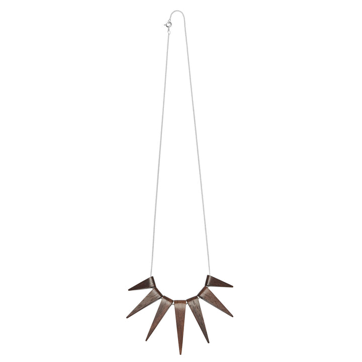 Brown wood multiple Spike Pendant - Silver