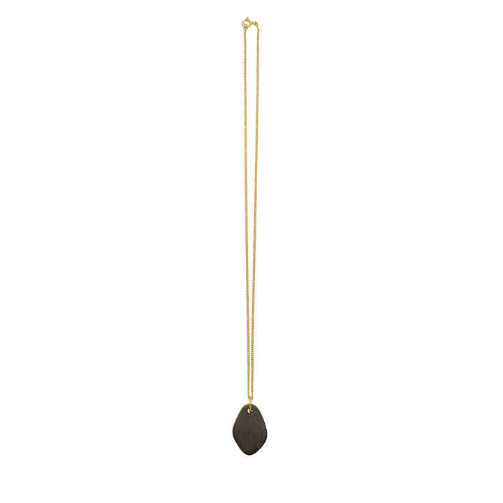 Branch Jewellery - Black wood flat oval shaped pendant - Gold