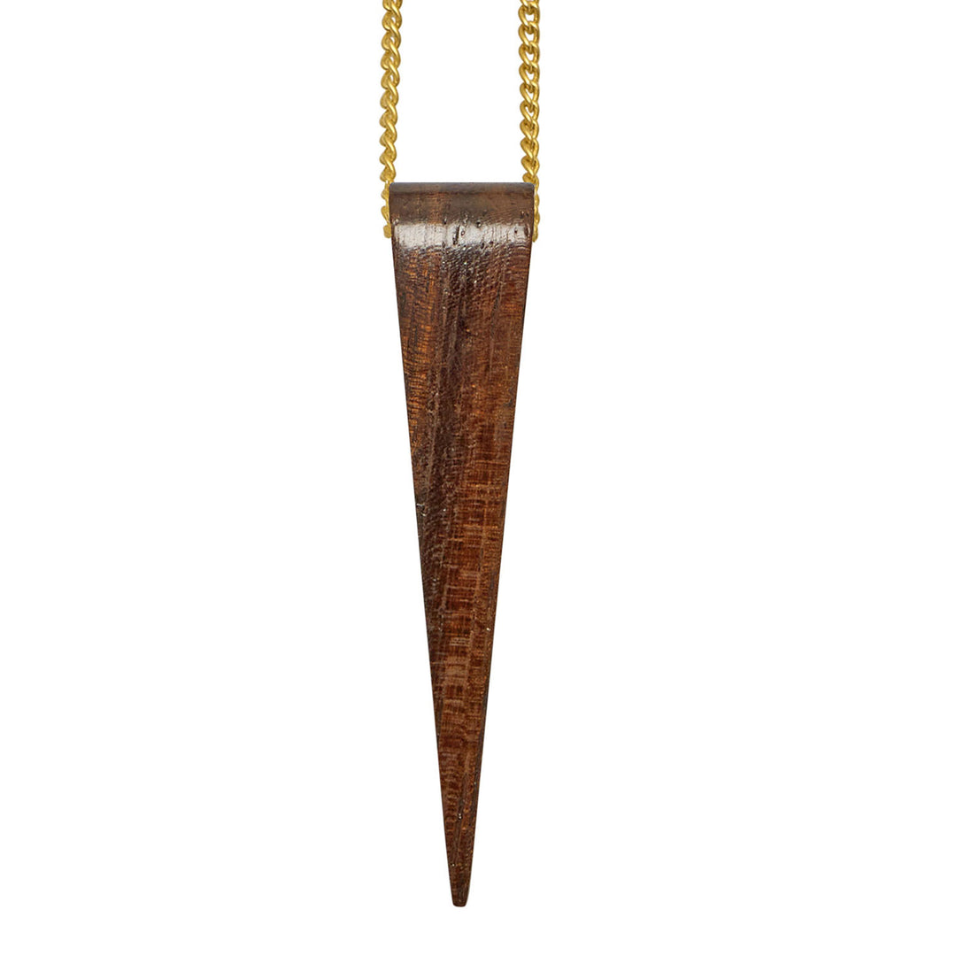 Brown wood Spike Pendant - Gold