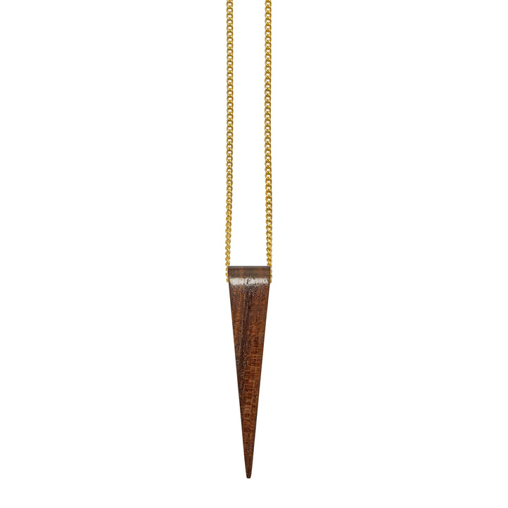 Brown wood Spike Pendant - Gold