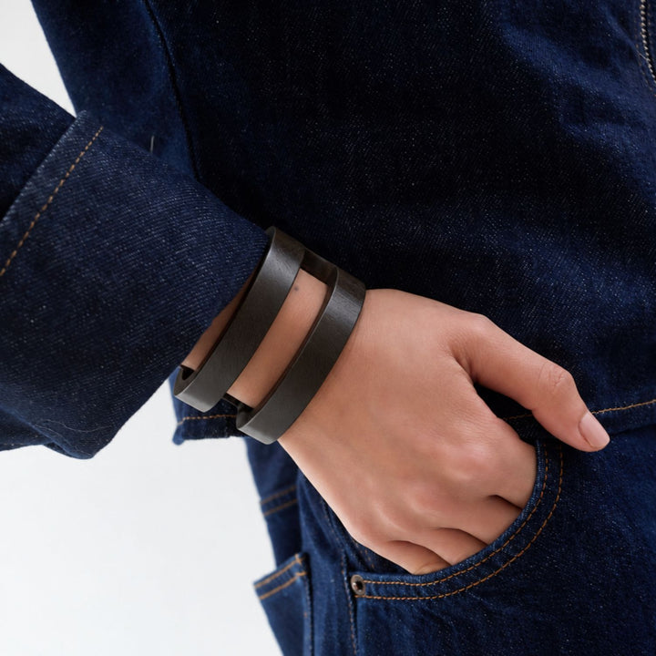 Black wood cut out cuff