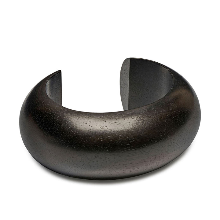 Lulu Chunky Rounded Black Wooden Cuff
