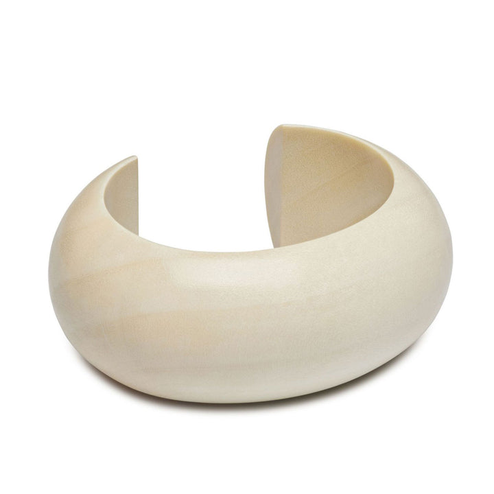 Lulu Chunky Rounded White Wooden Cuff