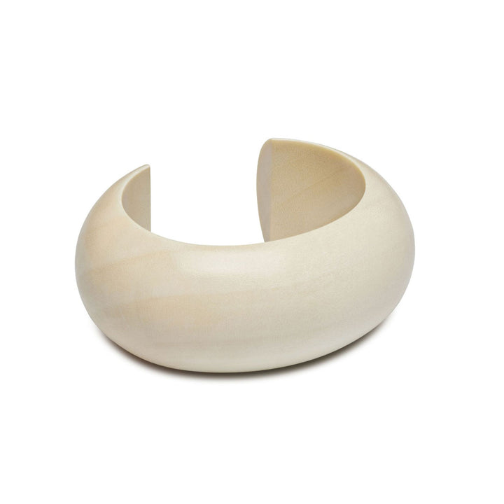 Lulu Chunky Rounded White Wooden Cuff