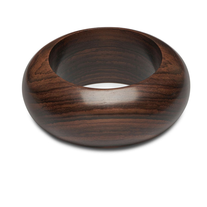 Wide Rounded Brown Wood Bangle