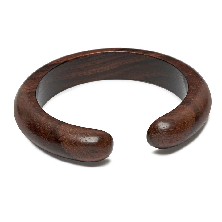 Brown wood rounded open Bangle