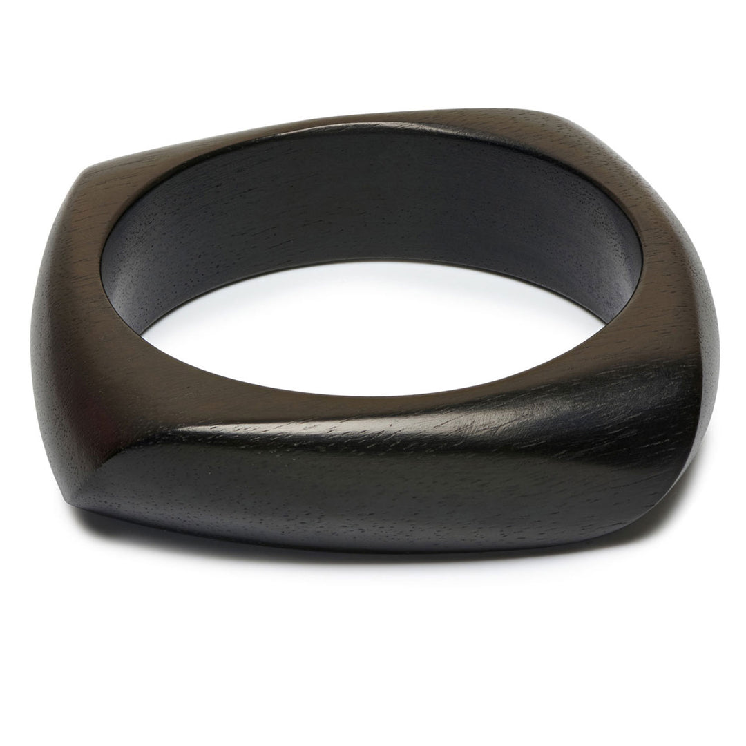 Enso Organic Shaped Black Wooden Bangle
