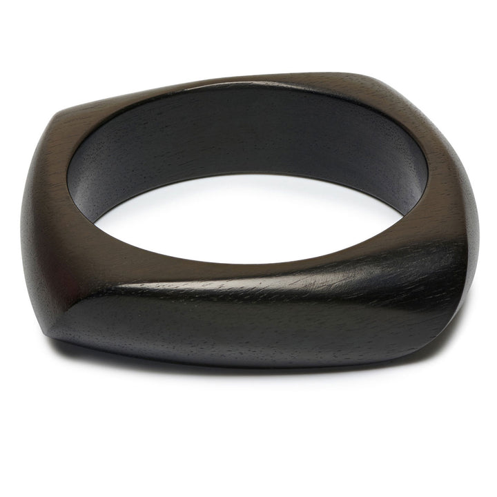 Enso Organic Shaped Black Wooden Bangle