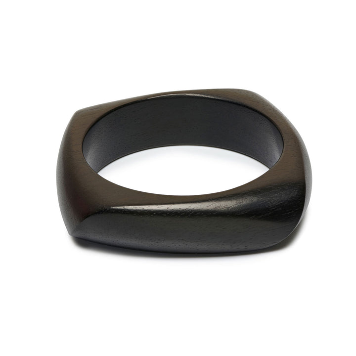 Enso Organic Shaped Black Wooden Bangle