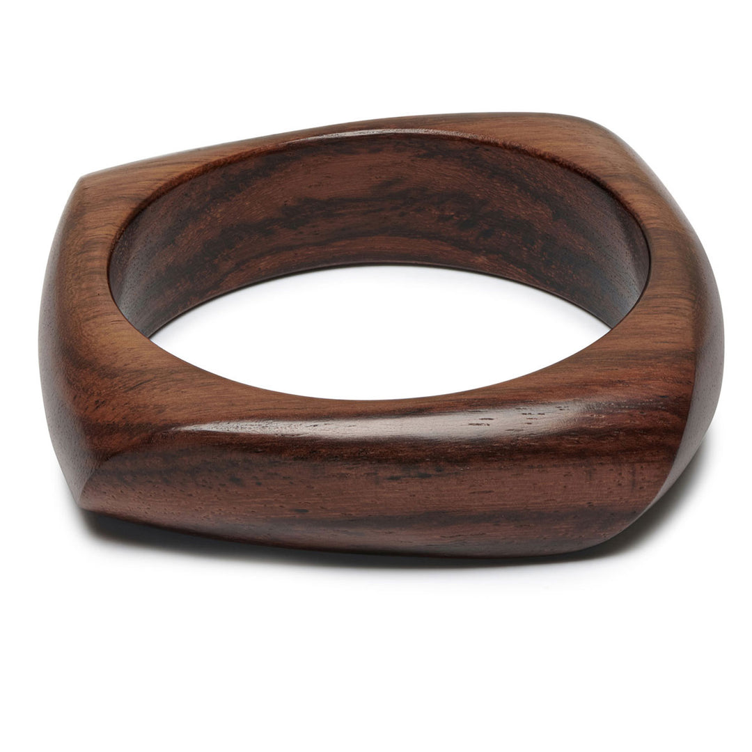 Enso Organic Shaped Brown Wooden Bangle
