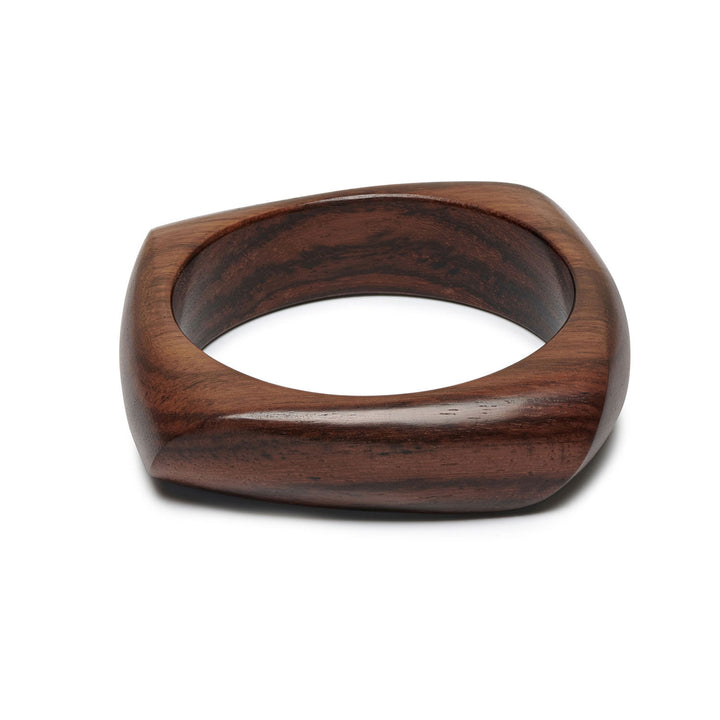 Enso Organic Shaped Brown Wooden Bangle