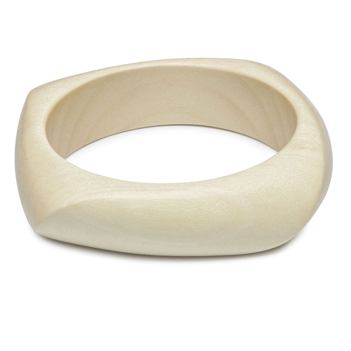 Enso Organic Shaped White Wooden Bangle