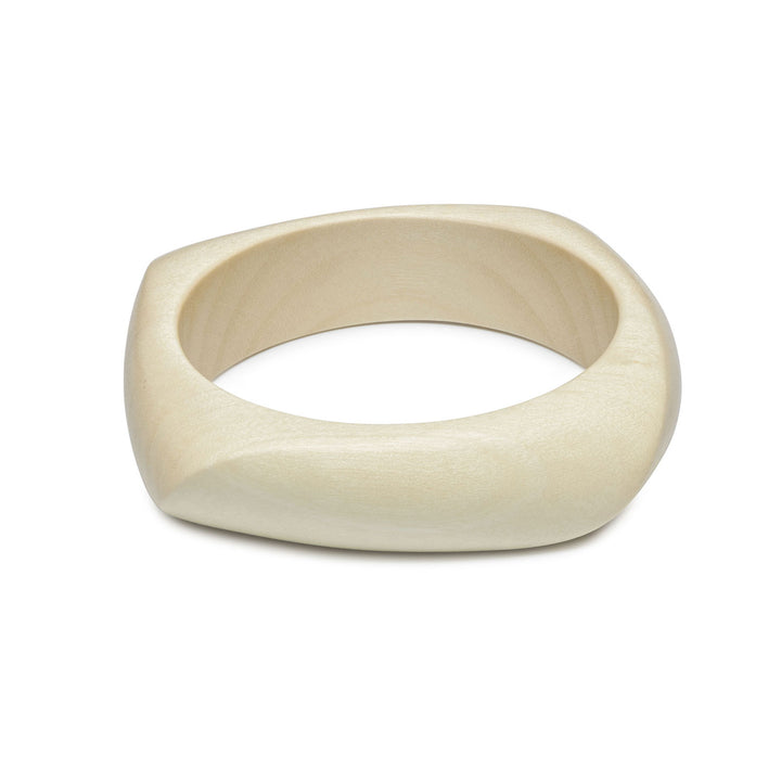 Enso Organic Shaped White Wooden Bangle
