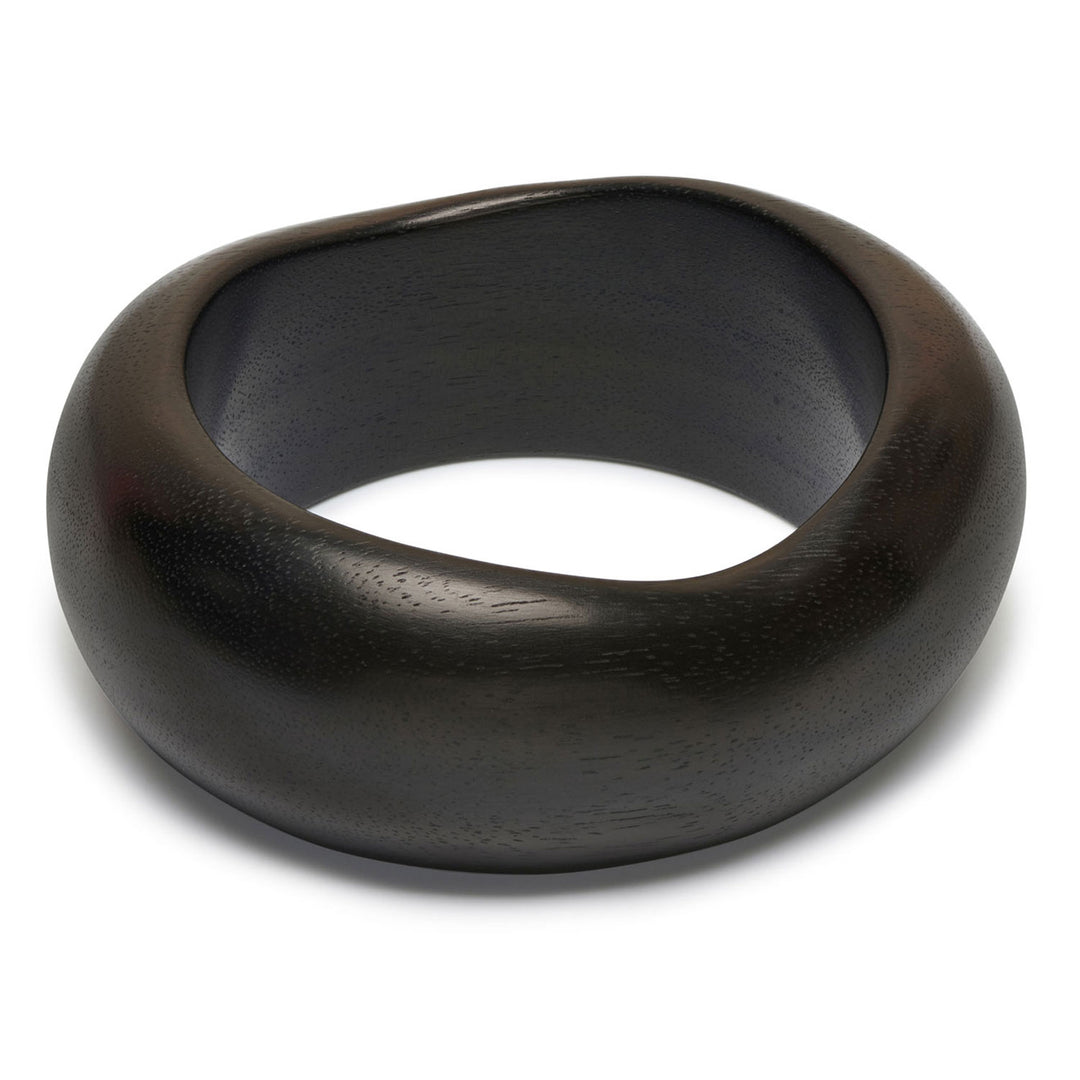Vela Chunky Organic Shaped Black Wooden Bangle