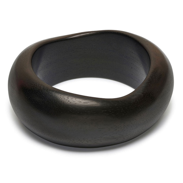 Vela Chunky Organic Shaped Black Wooden Bangle