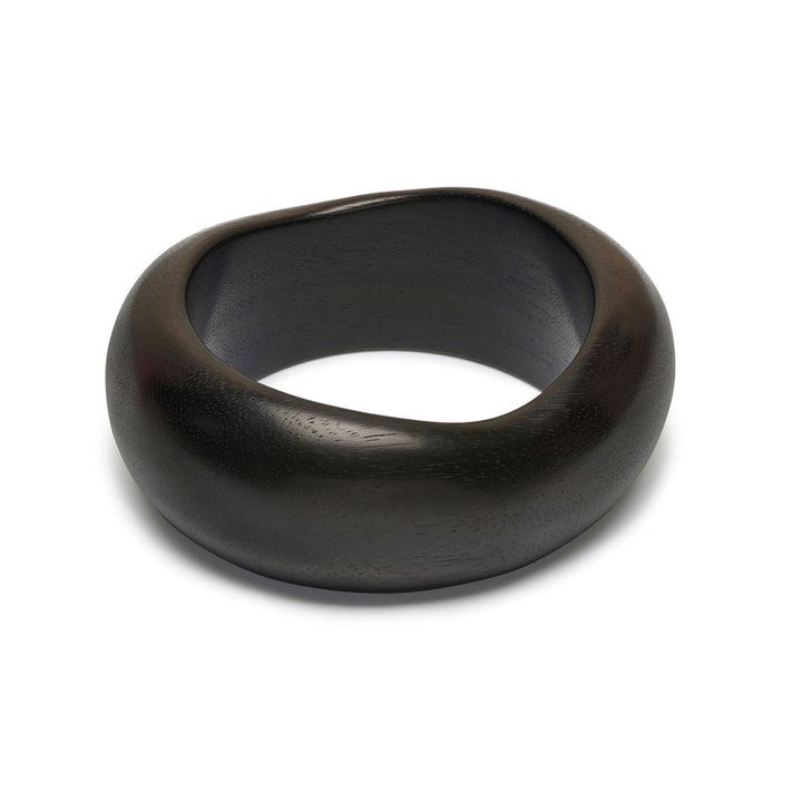 Vela Chunky Organic Shaped Black Wooden Bangle
