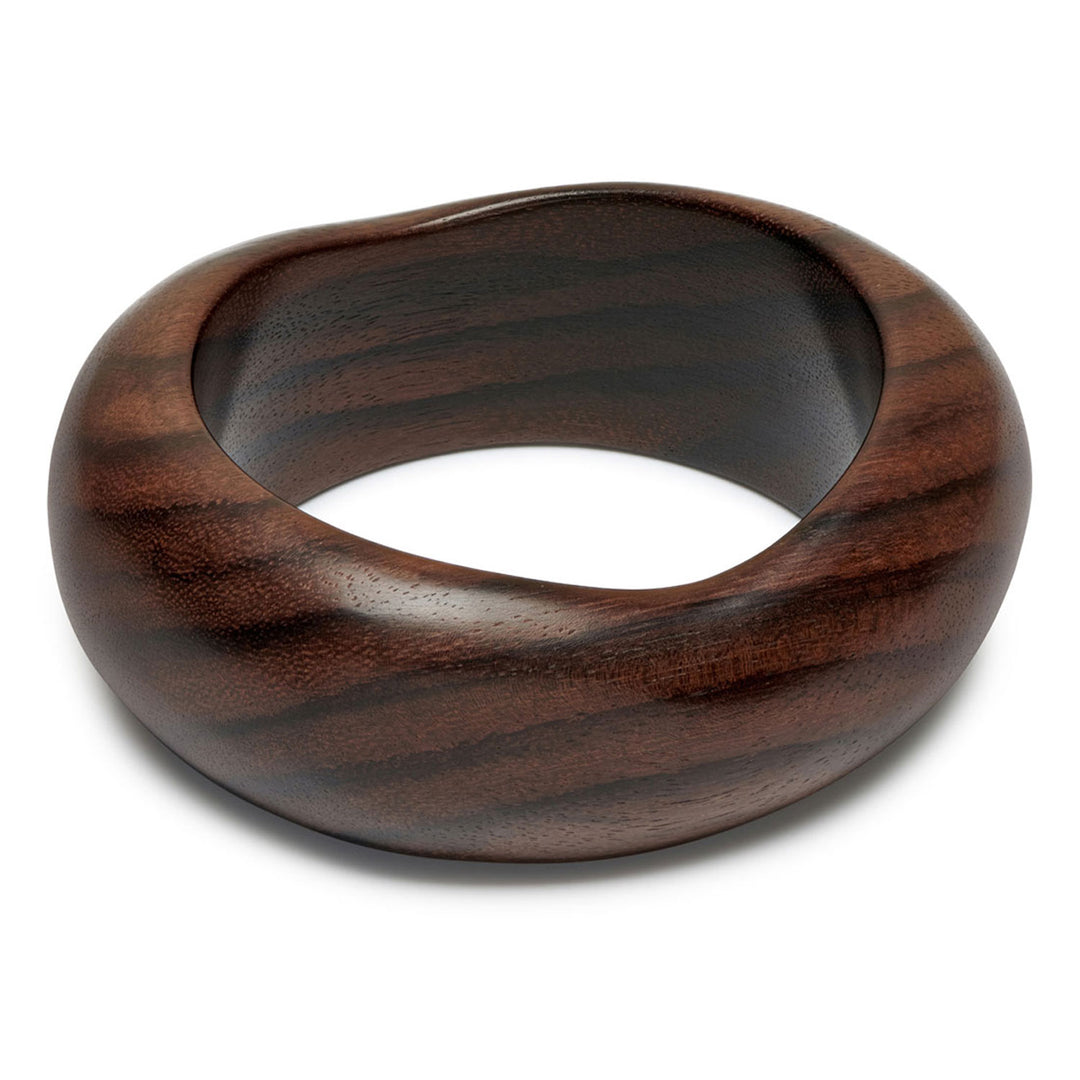 Vela Chunky Organic Shaped Brown Wooden Bangle