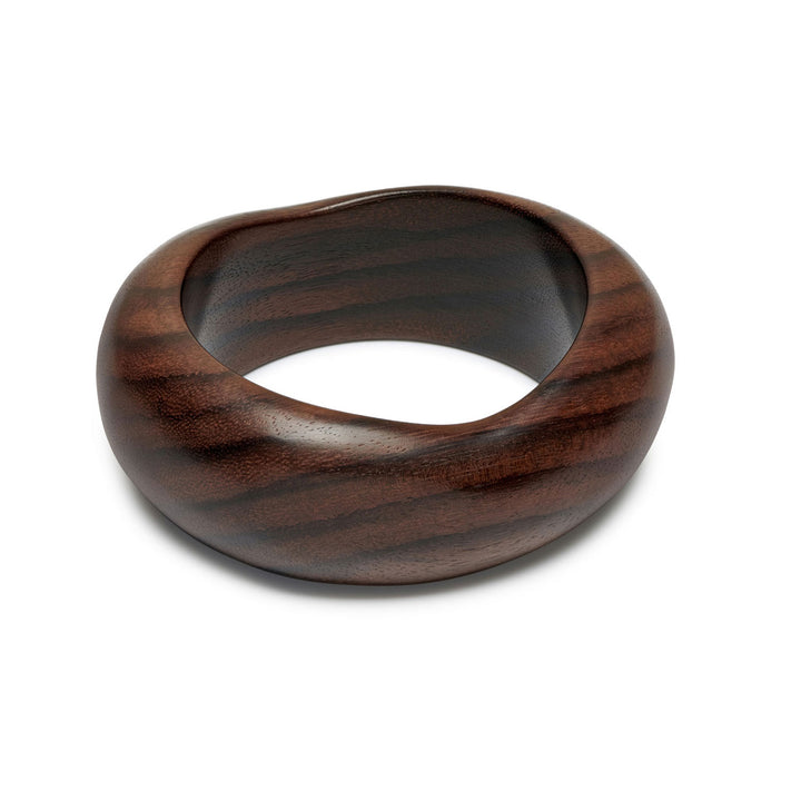 Vela Chunky Organic Shaped Brown Wooden Bangle