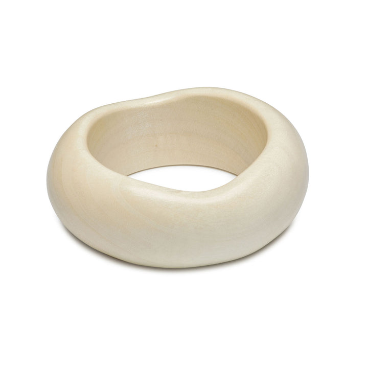 Vela Chunky Organic Shaped White Wooden Bangle