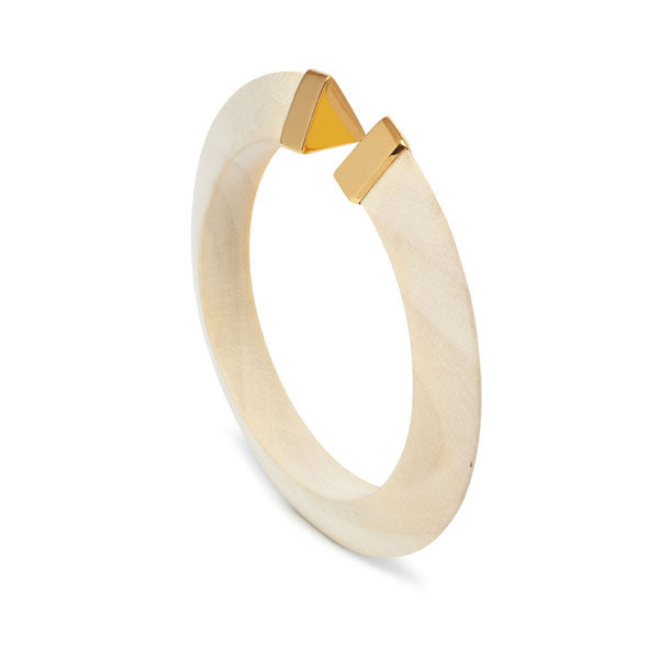 Branch jewellery - whitewood bangle with gold plates capped ends