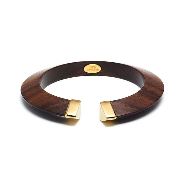 Branch jewellery - Rosewood bangle with gold plates capped ends