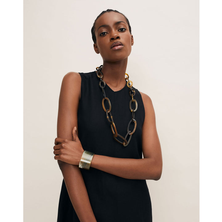 Branch Jewellery - Natural brown horn oval link statement necklace