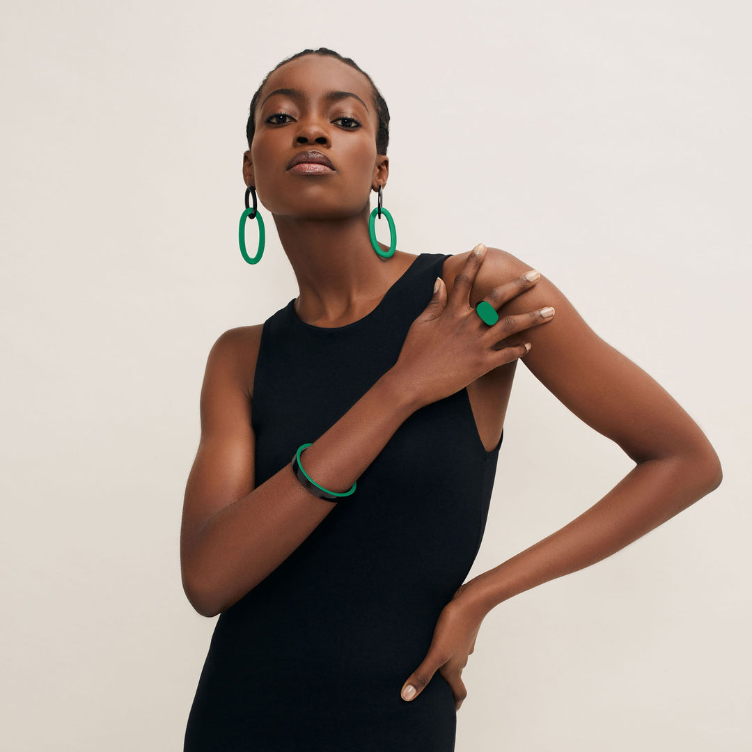 Slim green and black Bangle