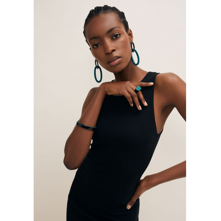 Branch Jewellery - Slim natural black and teal blue lacquered horn jewellery collection