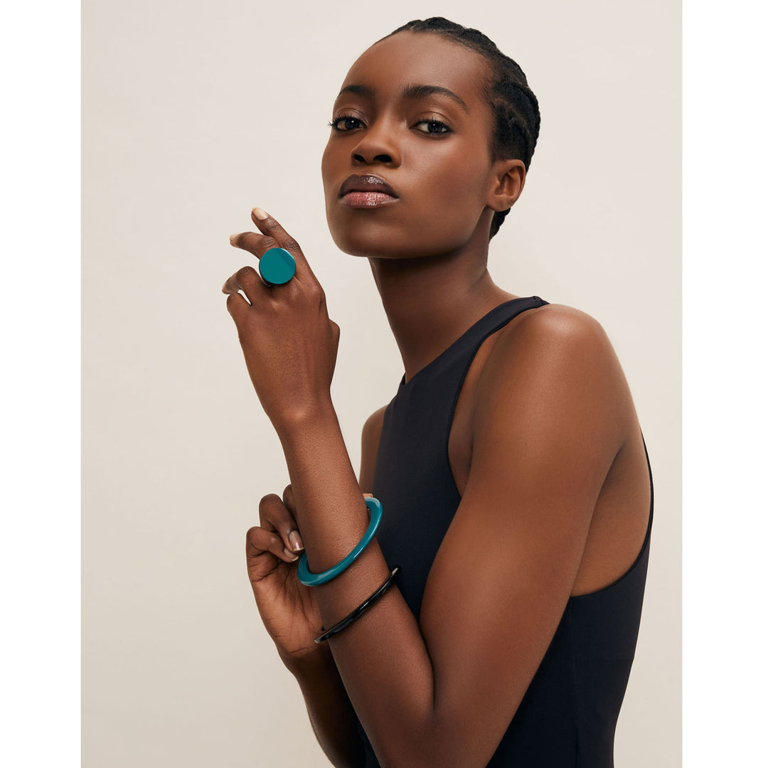 branch jewellery - Teal blue lacquered horn statement jewellery