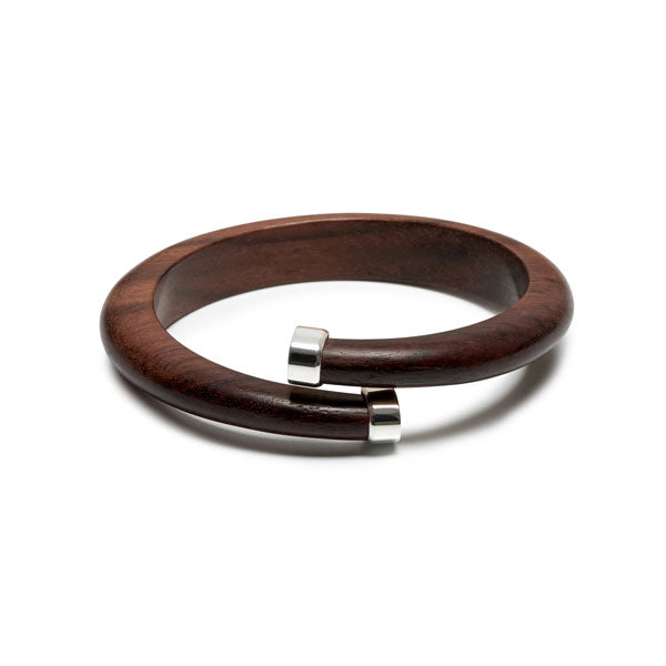 Rosewood and silver wrap over bangle