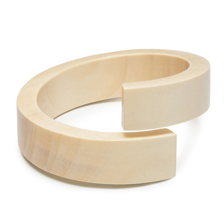 Wide White wood wrap over bangle