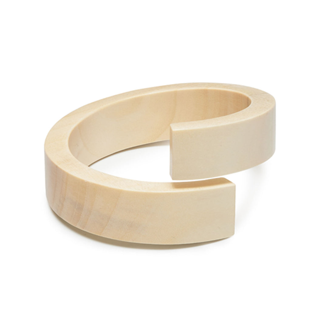 Wide White wood wrap over bangle