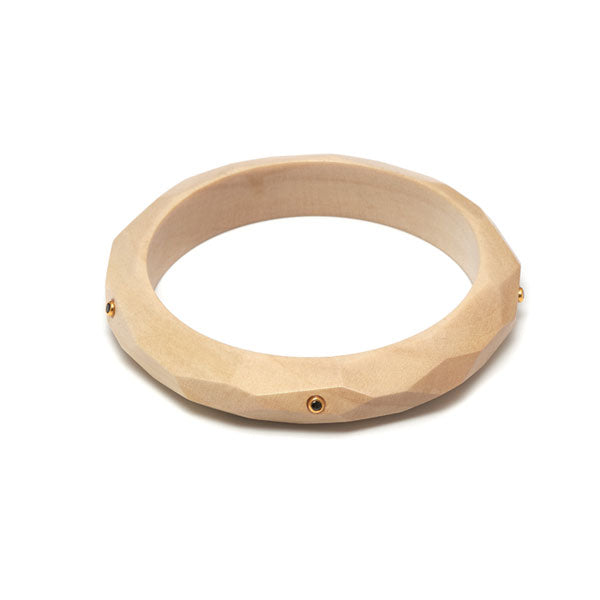 Branch Jewellery - Faceted white wood bangle set with stones