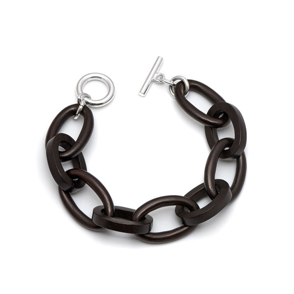 Branch Jewellery - Black wood oval link bracelet with silver clasp