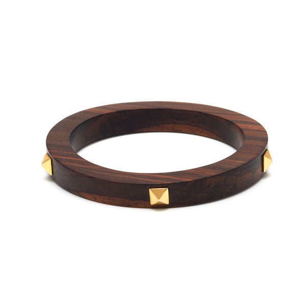 Branch Jewellery - Brown wood and gold stud bangle